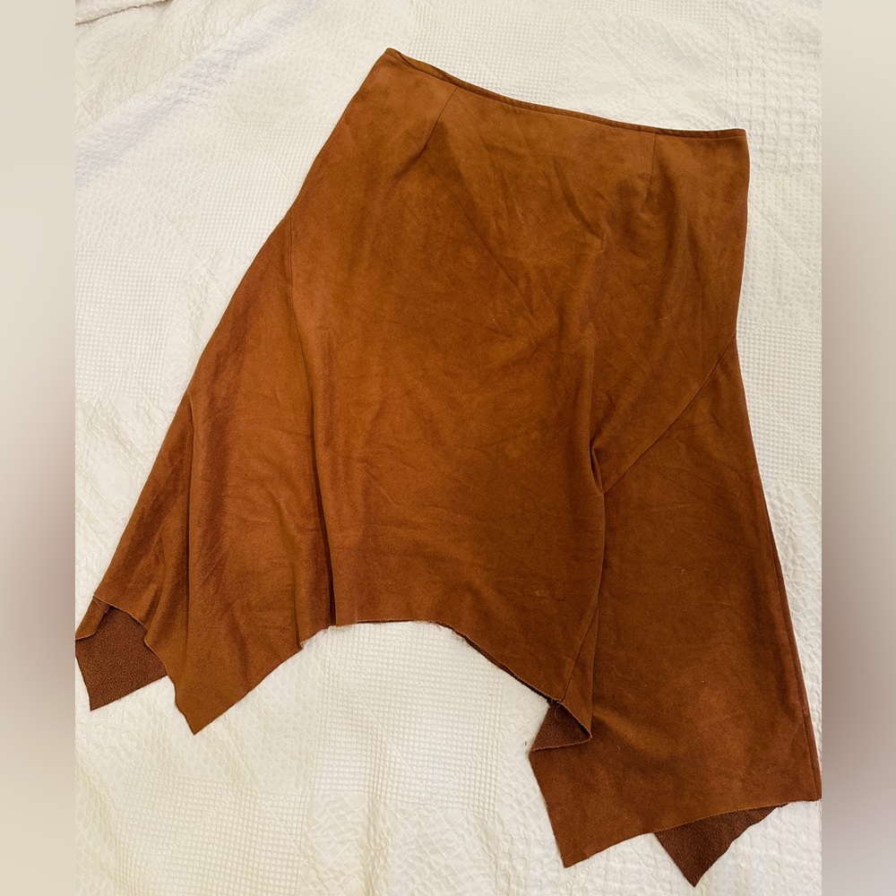 Brown Soft Asymmetrical Midi Skirt